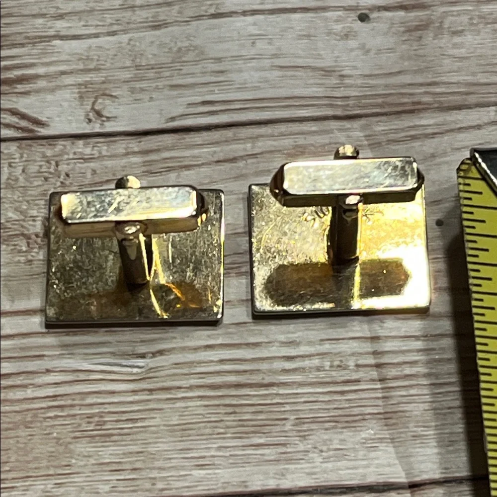 Vintage SWANK Gold and Black Crown Cufflinks
